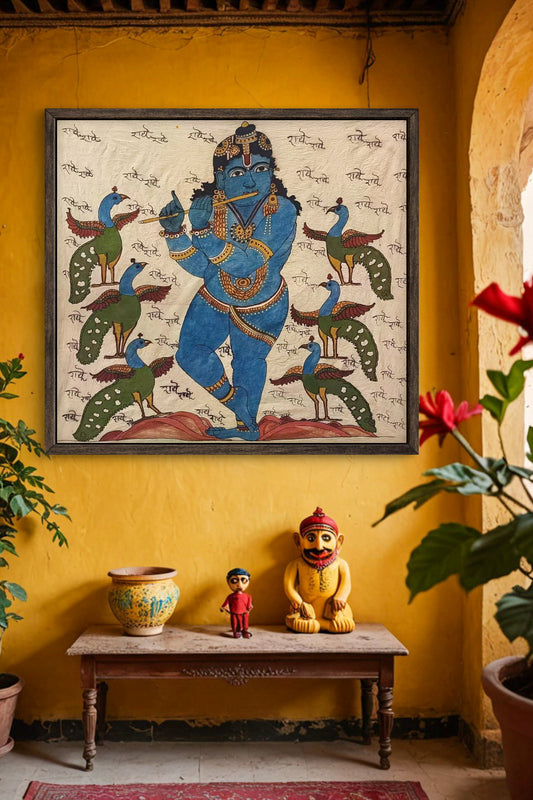 beautiful hand painted real pen kalamkari wall painting