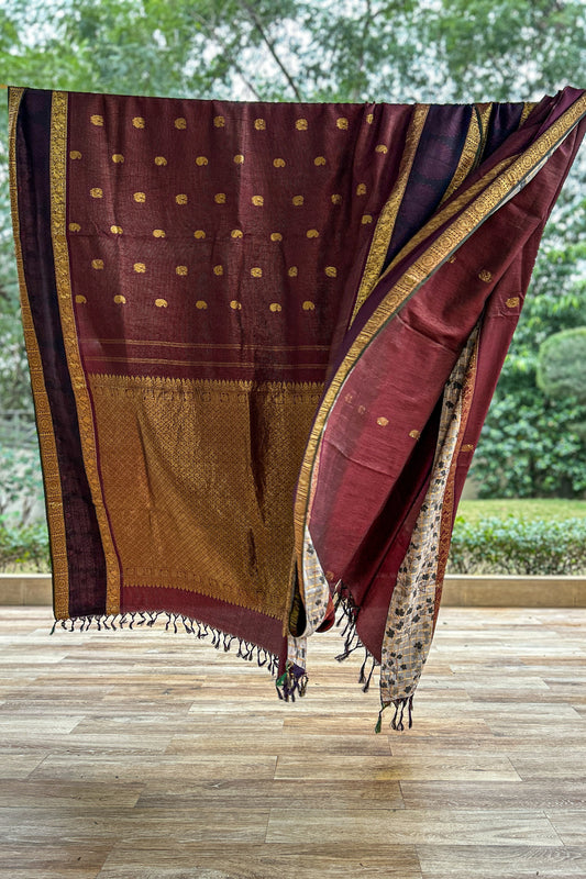 Real handpainted pen kalamkari kanjeeveram silk saree