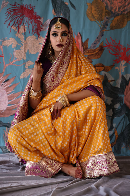 Handcrafted embroidered Benarasi silk saree