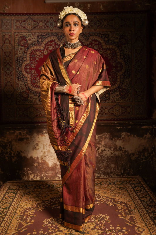 Real handpainted pen kalamkari kanjeeveram silk saree