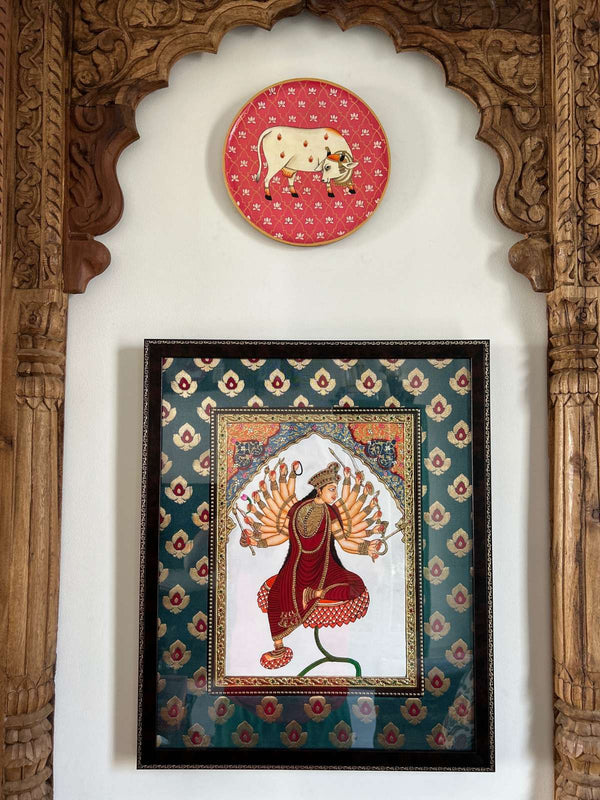 handcrafted gold Tanjore painting of Durga Ma