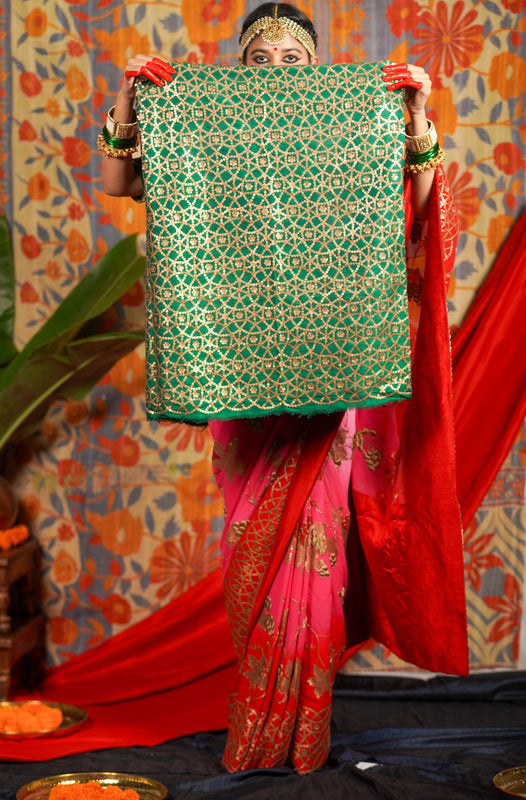 Hand embroidered designer wedding wear saree