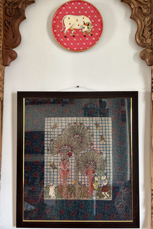beautiful hand painted Mata Ni Pachedi wall painting made by skilled artists for The Ayush Kejriwal Art Project