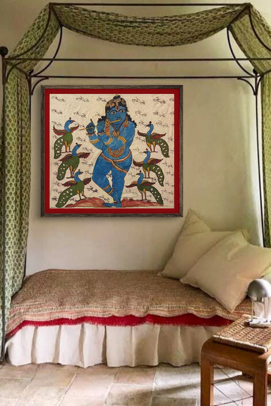beautiful hand painted real pen kalamkari wall painting