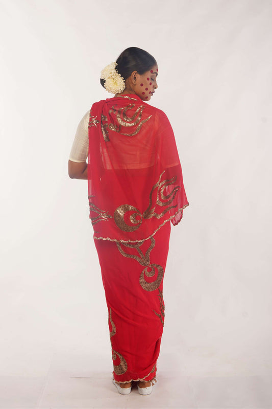 embroidered georgette saree