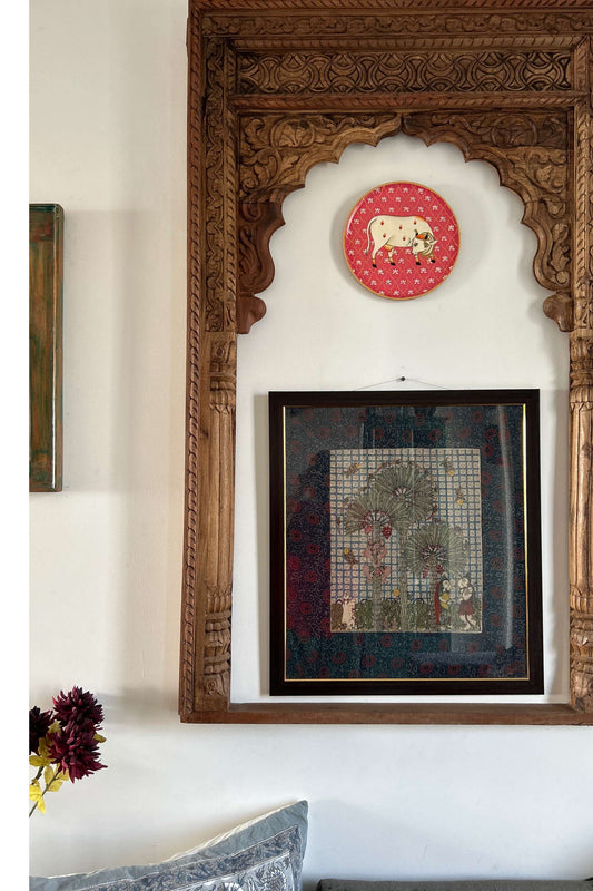 beautiful hand painted Mata Ni Pachedi wall painting made by skilled artists for The Ayush Kejriwal Art Project