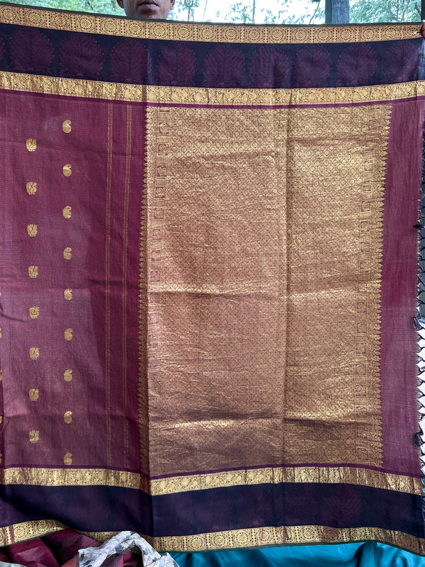 Real handpainted pen kalamkari kanjeeveram silk saree