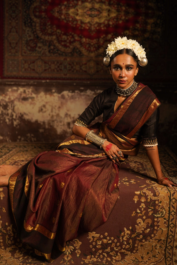 Real handpainted pen kalamkari kanjeeveram silk saree