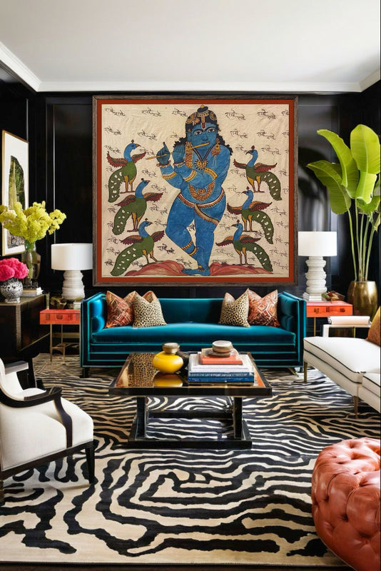 beautiful hand painted real pen kalamkari wall painting