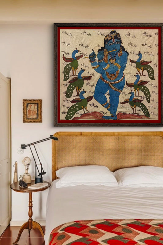 beautiful hand painted real pen kalamkari wall painting