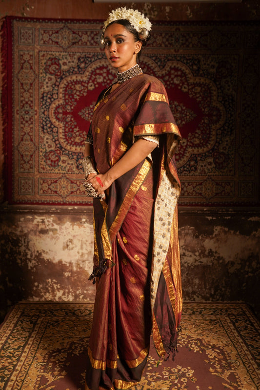 Real handpainted pen kalamkari kanjeeveram silk saree