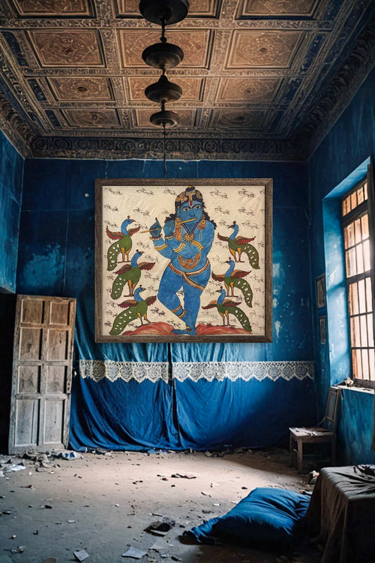 beautiful hand painted real pen kalamkari wall painting