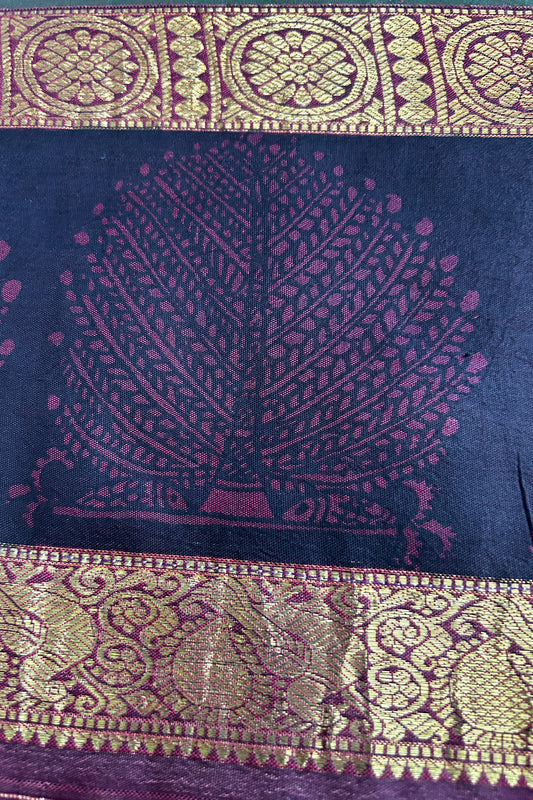 Real handpainted pen kalamkari kanjeeveram silk saree