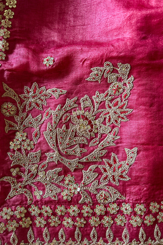 hand embroidered madodi work tussar silk saree
