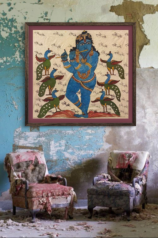 beautiful hand painted real pen kalamkari wall painting