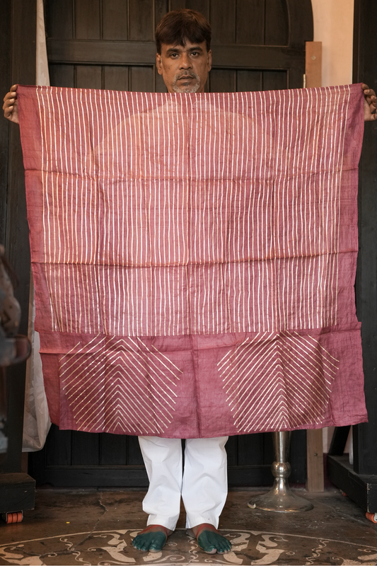 hand embroidered madodi work tussar silk saree