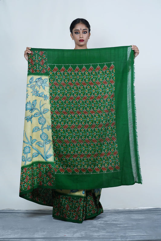 Handmade pen kalamkari saree