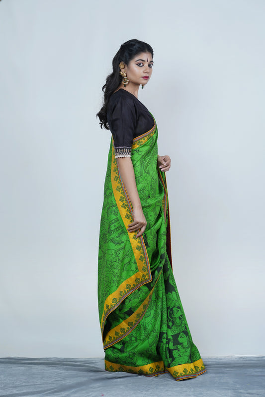 Indian ethnic wedding wear kalamkari saree