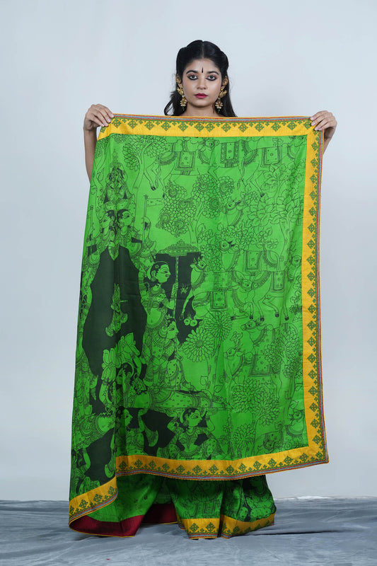 Authentic pen kalamkari saree
