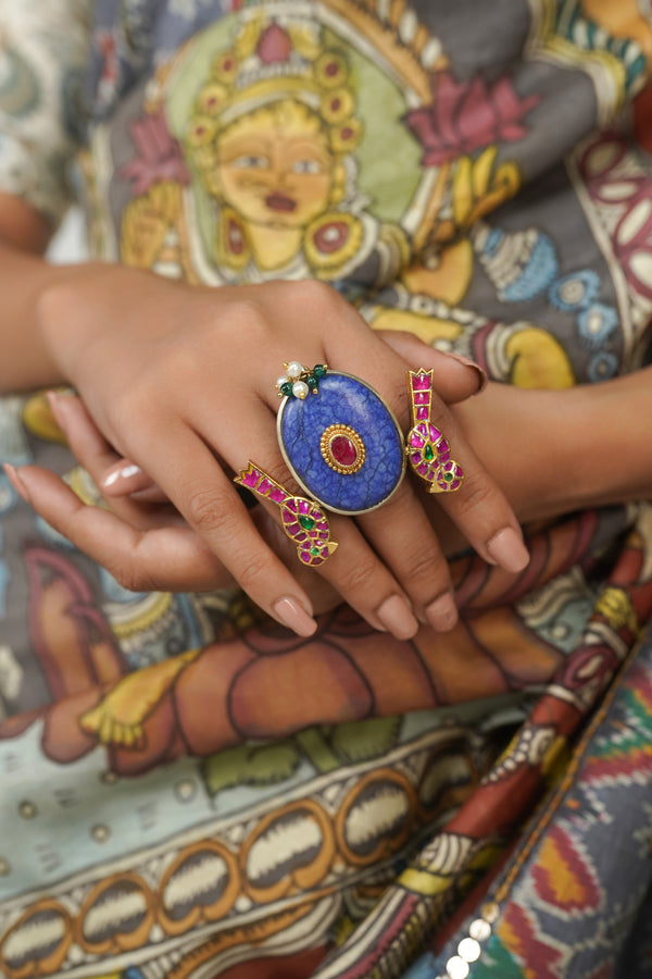 Statement silver ring.