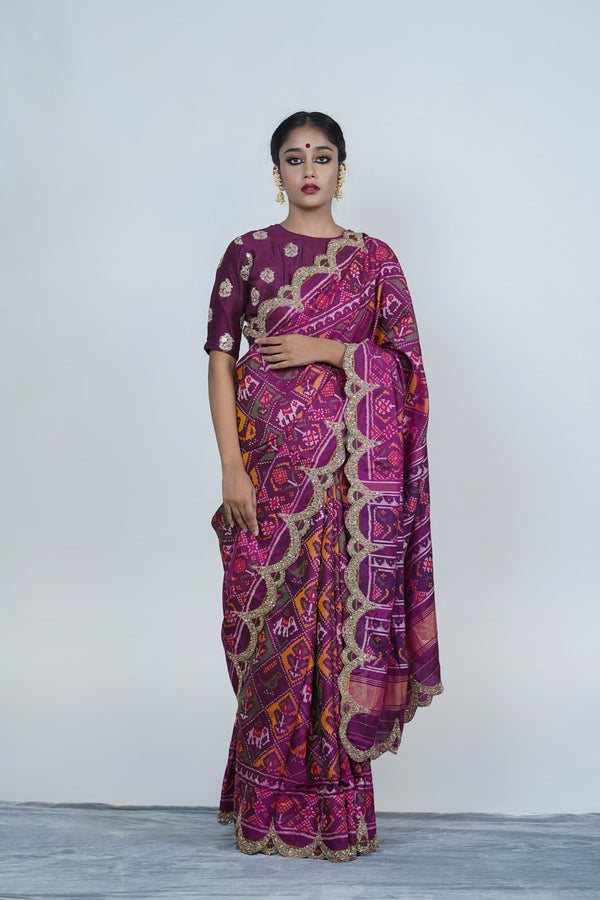 Indian ethnic wedding wear patola silk saree