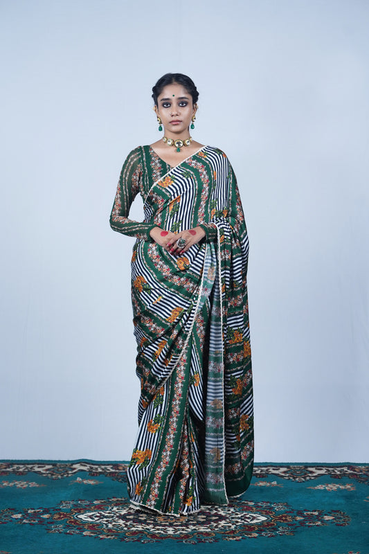 Digital printed silk saree, Saree by Ayush Kejriwal
