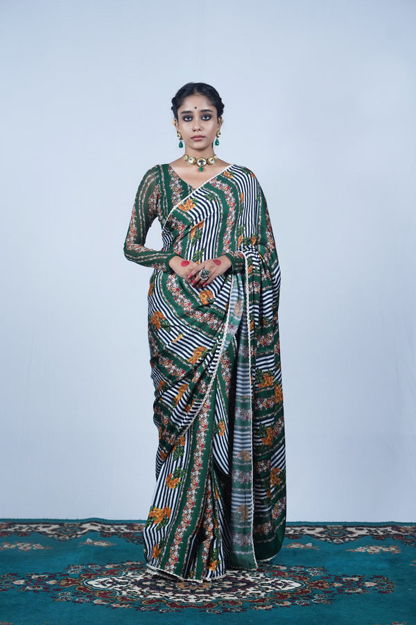 Digital printed silk saree, Saree by Ayush Kejriwal