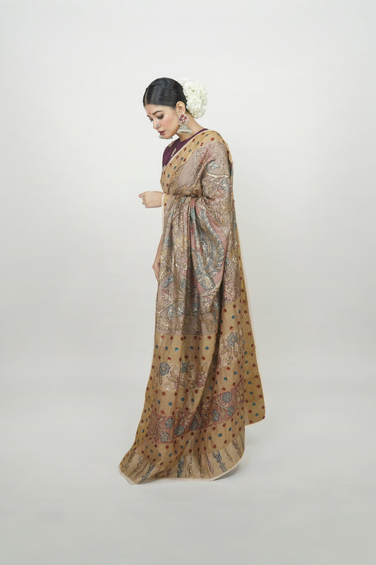 Kalamkari saree by Ayush Kejriwal