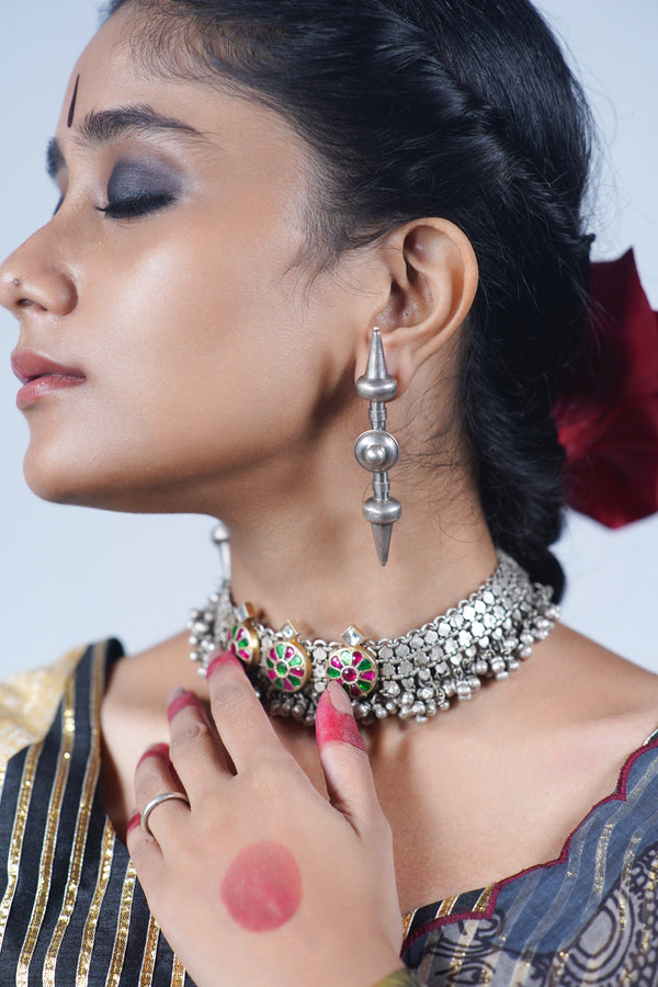 Handcrafted statement silver earring
