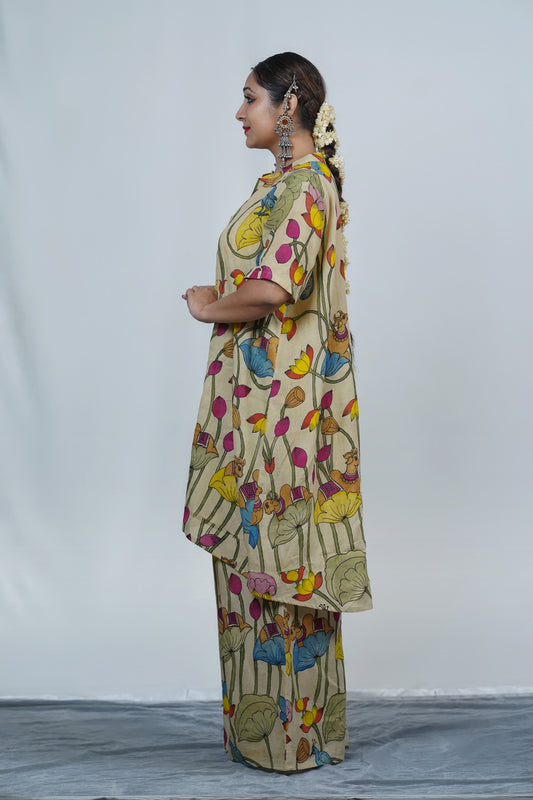 Handpainted authentic kalamkari kurta pant set