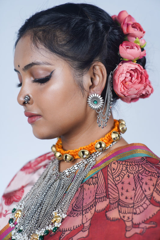 Handcrafted statement silver earring