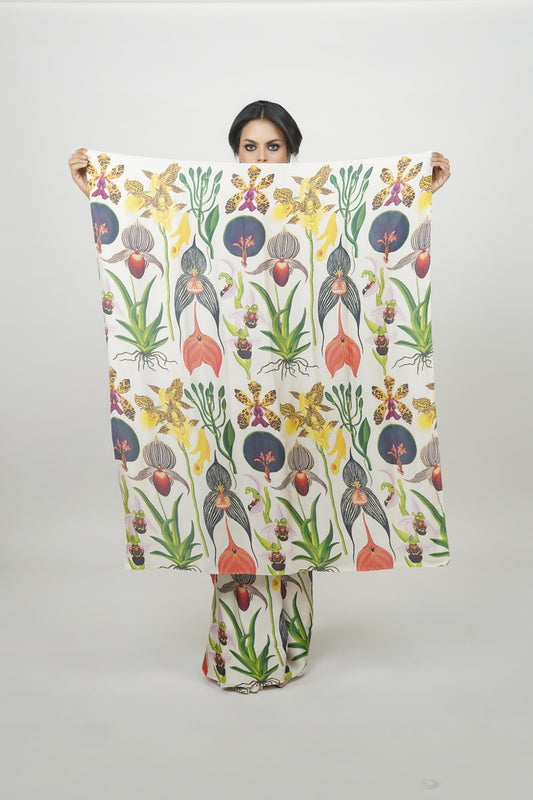Floral printed silk saree , Designer Indian wedding wear saree