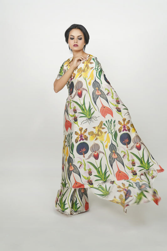 Printed silk saree by Ayush Kejriwal