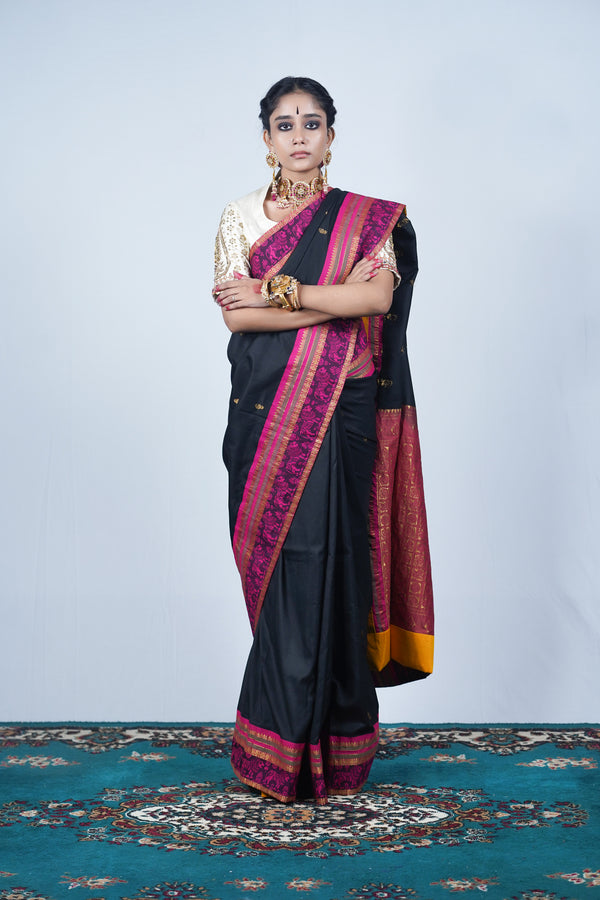 handwoven kanjiveeram silk kalamkari saree