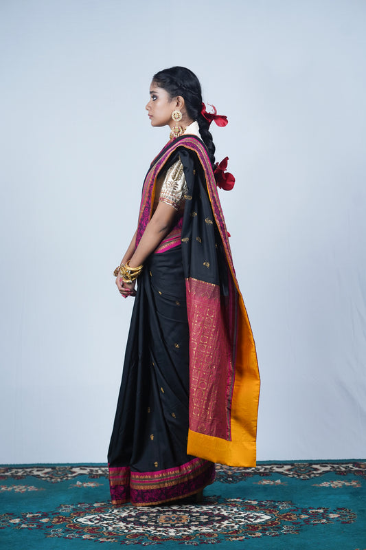 handwoven kanjiveeram silk kalamkari saree