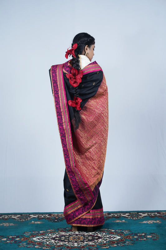 handwoven kanjiveeram silk kalamkari saree