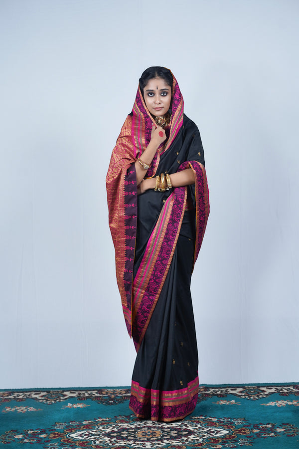 handwoven kanjiveeram silk kalamkari saree