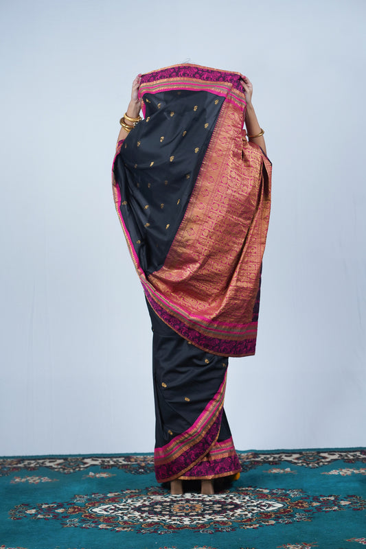 handwoven kanjiveeram silk kalamkari saree