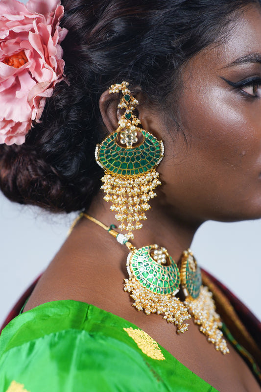 hand crafted polki jewellery set