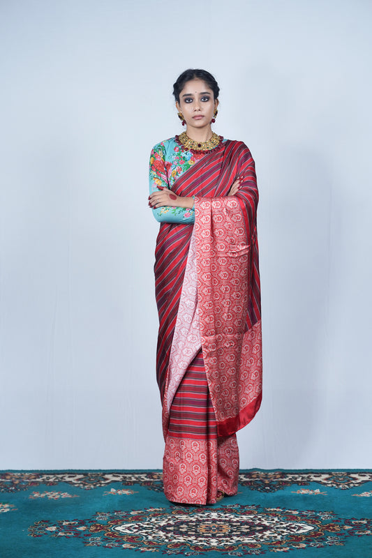 printed viscose modal silk saree