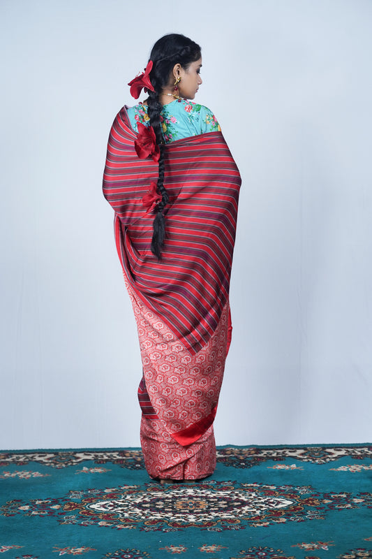 printed viscose modal silk saree