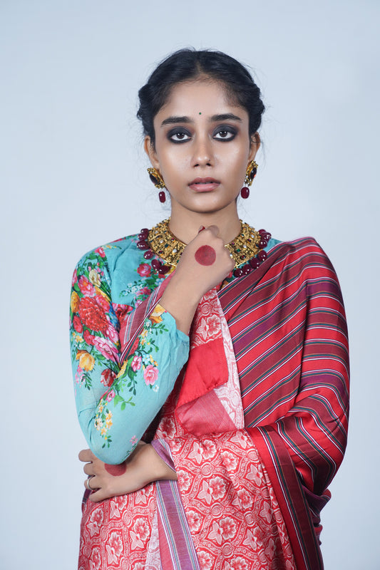 printed viscose modal silk saree