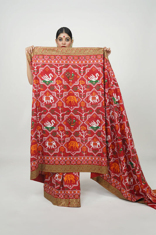 Red Patan Patola silk saree