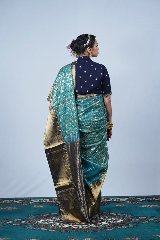 Hand woven embroidered Kanjiveeram silk saree