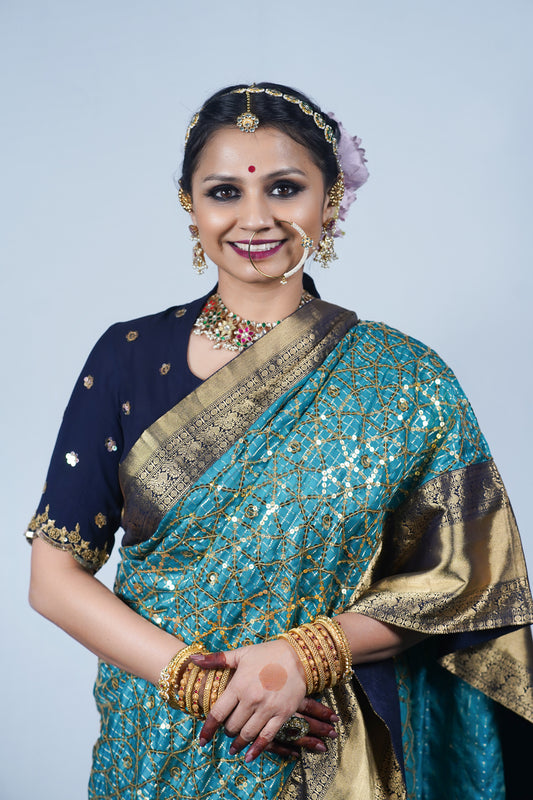 Hand woven embroidered Kanjiveeram silk saree