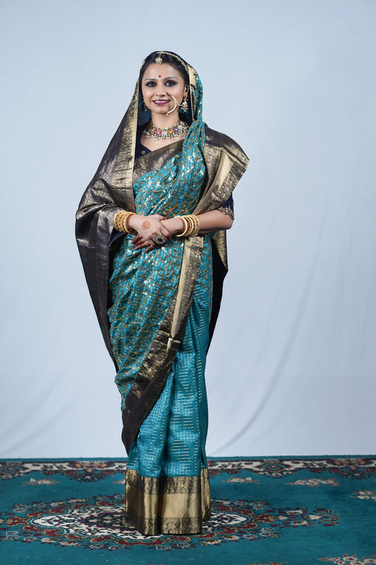 Hand woven embroidered Kanjiveeram silk saree