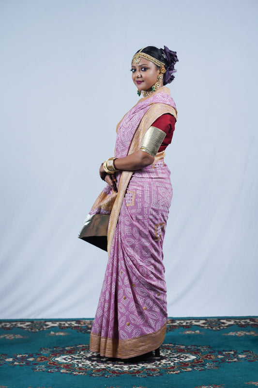 beautiful handcrafted bandhani saree