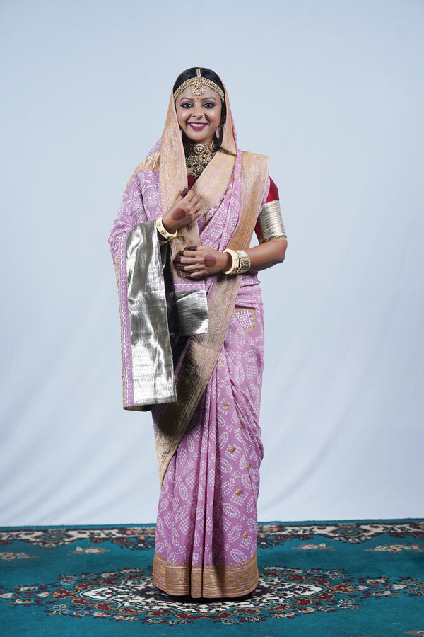 beautiful handcrafted bandhani saree