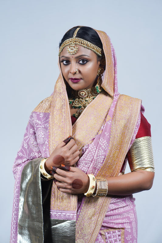 beautiful handcrafted bandhani saree