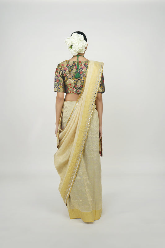 Handwoven Kanjeveeram silk saree, Designer Ayush Kejriwal